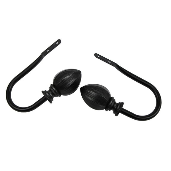 Contemporary Home Living Set of 2 Black Contemporary Curtain Holdback Hooks 8.75"