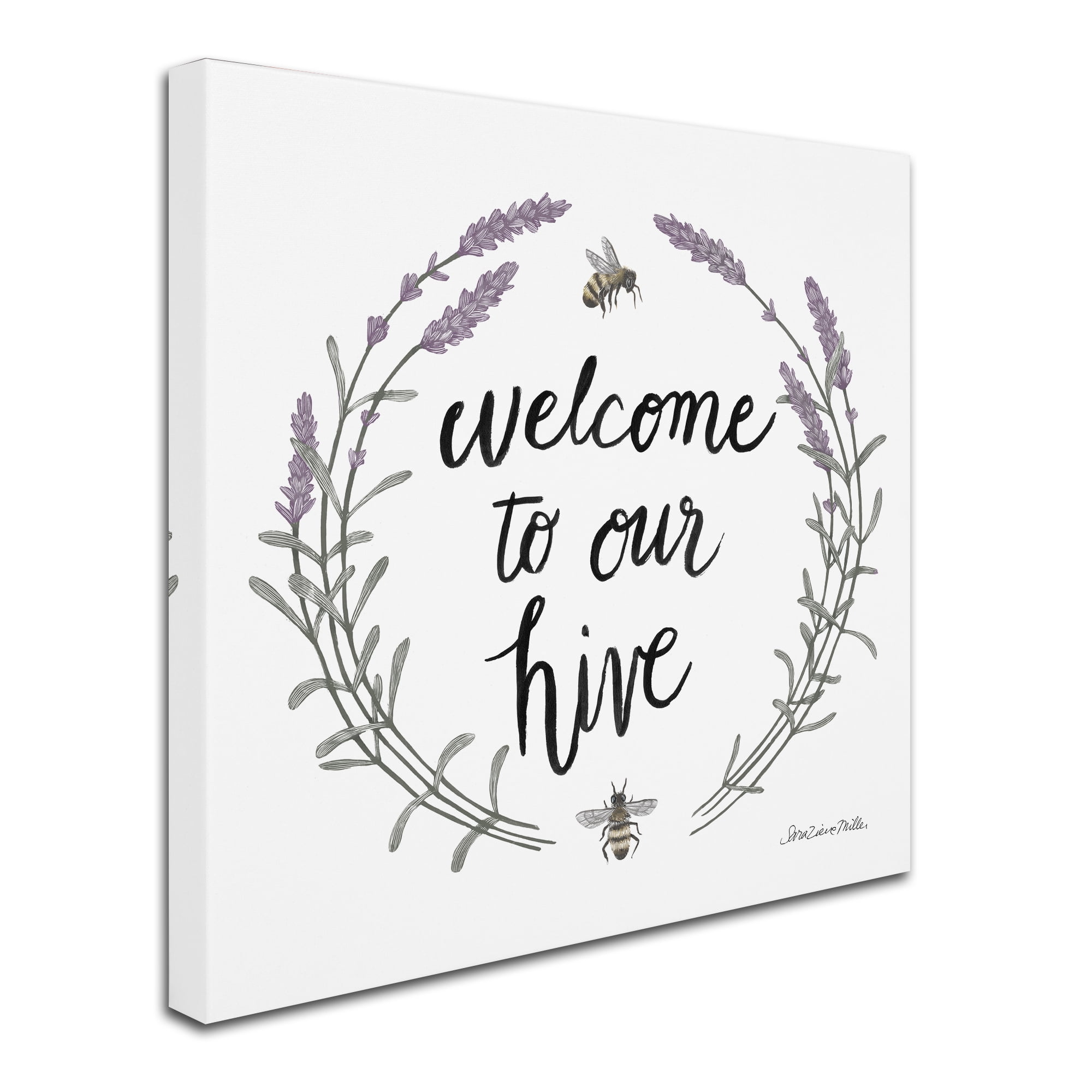 Trademark Fine Art 'Happy to Bee Home Words II' Canvas Art by Sara Zieve Miller