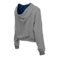 thumbnail image 3 of Women's New Era  Heather Gray New York Yankees Reversed Out French Terry Quarter-Zip Banded Crop Hoodie, 3 of 5