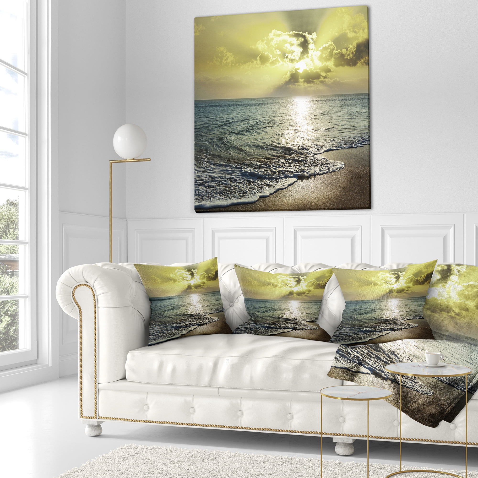 Designart 18" x 18" Yellow Polyester Throw Pillow