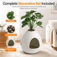 thumbnail image 5 of MINDYES Plant Hidden Cat Litter Box Enclosure with Pebbles and Artificial Greenery, Home Decor Cat Boxs for All Cats, White, 5 of 8