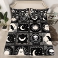 thumbnail image 2 of Feelyou Bohomian Damask Twin Sheet Sets, Gothic Halloween Twin Fitted Sheet, Hippie Moon Sun Flat Sheet, Breathable Bedroom Decoration, 3-Piece, 2 of 7