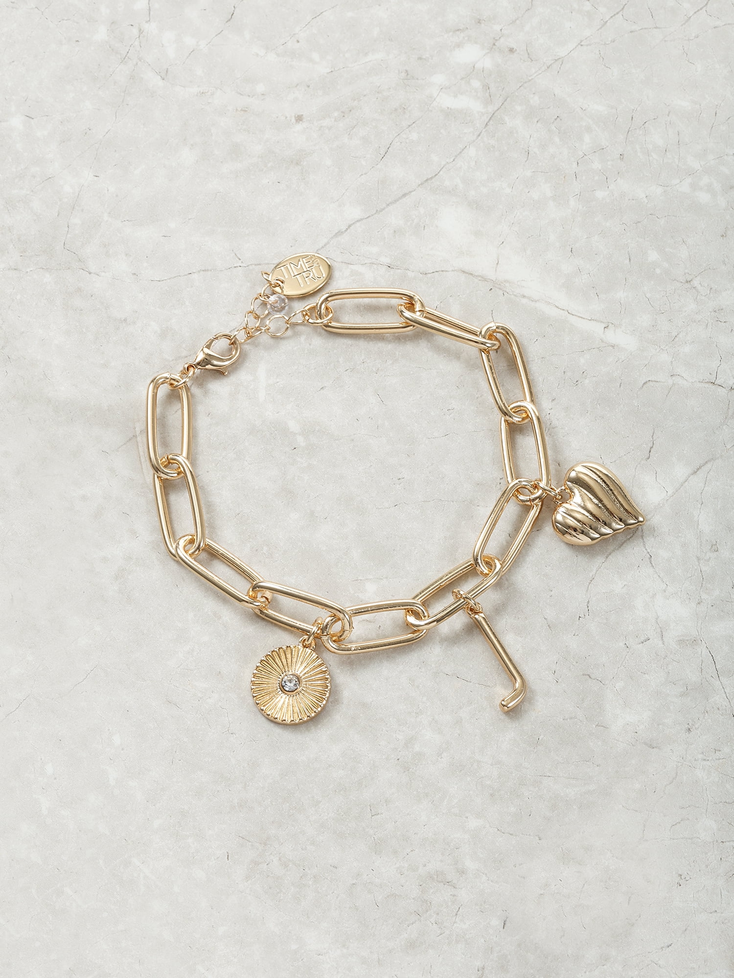 Time and Tru Goldtone Initial Charm Bracelet, Initial J