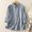 Blue, variant on Blouse Regular Fit Embroidery Linen Shirts for Women Dressy Casual 3/4 Sleeve Lapel Button Down Fall Top M-2XL