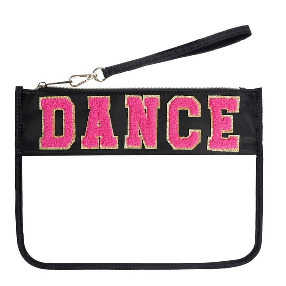 Dance Recital Clear Letter Patch Cosmetic Bag with Handle Portable Nylon Toiletry Zipper Pouch for Women Girls Teacher Appreciation