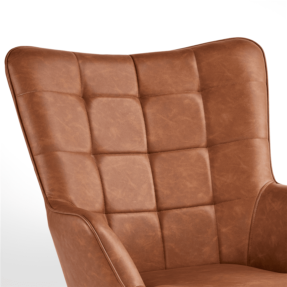 Renwick Contemporary Faux Leather Wingback Accent Chair for Livingroom, Brown