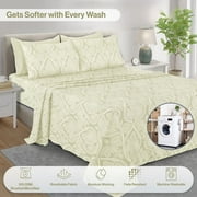 Lux Decor Collection 4 Piece Twin XL Bed Sheets Set - Luxury Soft Microfiber Bed Sheets Set Deep Pocket - Twin XL, Ivory