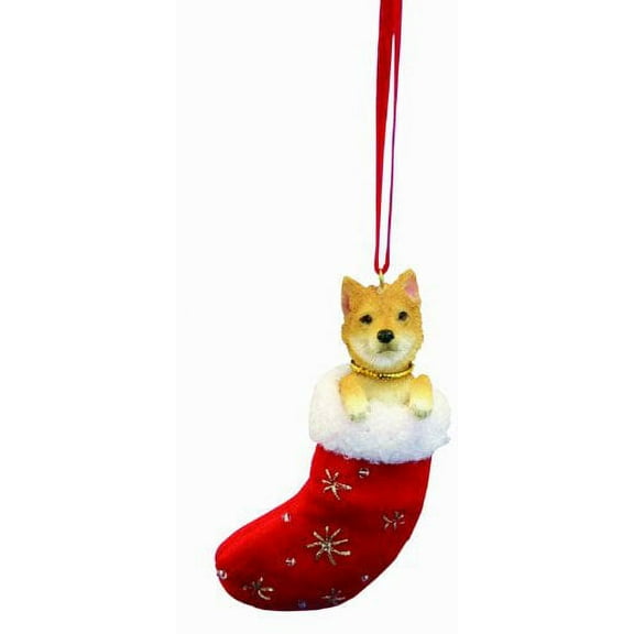 Shiba Inu Christmas Stocking Ornament with "Santa's Little Pals" Hand Painted