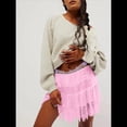 thumbnail image 4 of Falda Y2K de Tiro Bajo para Mujer, Plisada, con Volantes y Ribete de Encaje, Corta, Holgada y en . Rosa M, 4 of 7