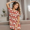 thumbnail image 3 of Honeii Tomatoes Print Women's Loose Short Sleeve Nightgown, Soft Cotton Sleepwear, Comfy Loose Fit Pajama Dress for Sleep and Lounge, 3 of 6