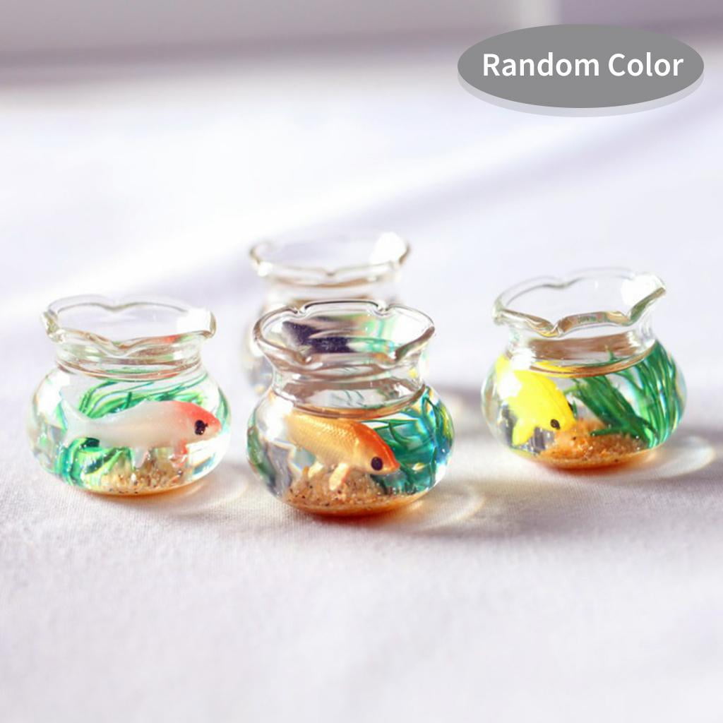 16 Dollhouse Fish Tank Kids Pretend toys Fish Bowl Dollhouse Decor