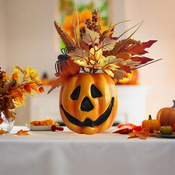 Adornos de Calabaza con Simulación de Cara de Fantasma, Arreglo Floral de Calavera, Decoración Floral para Halloween, Disfraz para Eventos, Diseño de Escena para El Hogar