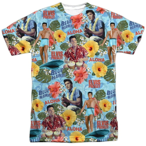 Elvis Presley Surf's Up Mens Sublimation Polyester Shirt Sublimate White