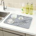 thumbnail image 2 of Unique Bargains Marbled Diatomaceous Stone Dish Drying Mat for Kitchen Gray, 2 of 6