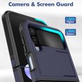 thumbnail image 5 of ELEHOLD for Samsung Galaxy Z Flip 4 Rugged Case, Armor Hard PC Soft TPU Hybrid Anti-Drop Camera Lens Protection Shockproof Glossy Non-Slip Slim Fit Case for Z Flip4 6.7 inch,Darkblue, 5 of 5