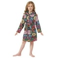 thumbnail image 6 of FORMRS Niños Bathrobe Unisex Hooded Robe Soft Plush Pajamas Sleepwear, Size 2-3T, Vibrant Flowers Pattern, 6 of 7