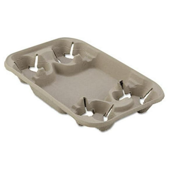 HUH 8-22 oz Four Cups Strongholder Molded Fiber Cup & Food Tray&#44; Beige - 250 Per Carton