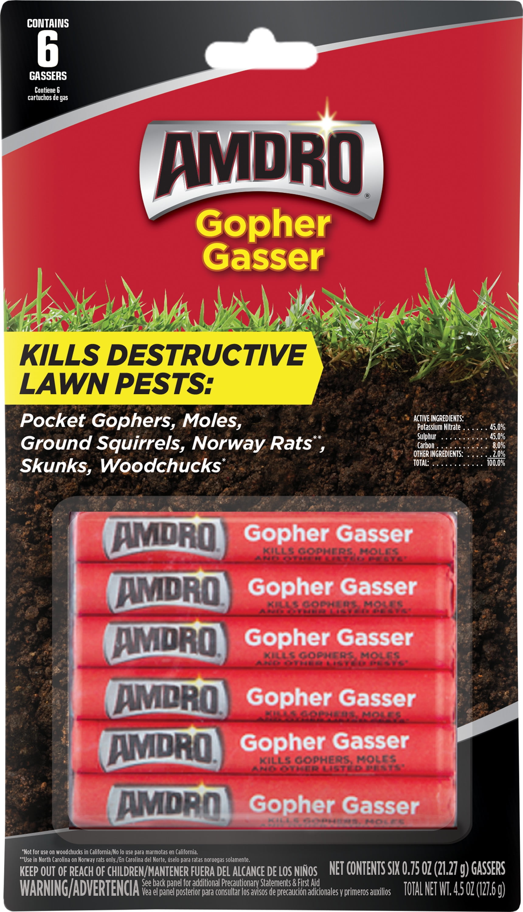Amdro Gopher Gasser 6 Pack, fopr Control of Gophers, Moles and other