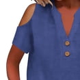 thumbnail image 6 of Royisotas Summer Tops for Women 2026 Short Sleeve Linen Shirts Cold Shoulder Solid Beach Vacation Casual Spring Tunic Blouses, 6 of 7