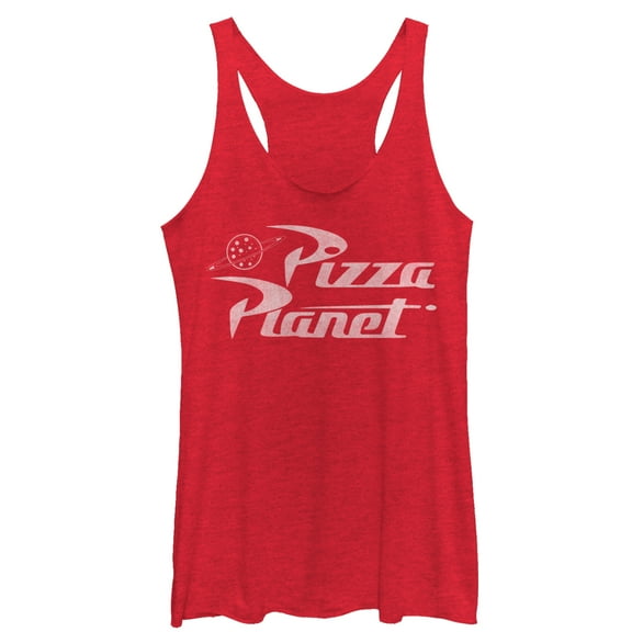 Women's Toy Story Pizza Planet Logo  Racerback Tank Top Red Heather Large