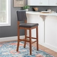 thumbnail image 2 of Riverbay Furniture 30.5" Faux Leather & Wood Bar Stool in Walnut/Deep Brown, 2 of 15
