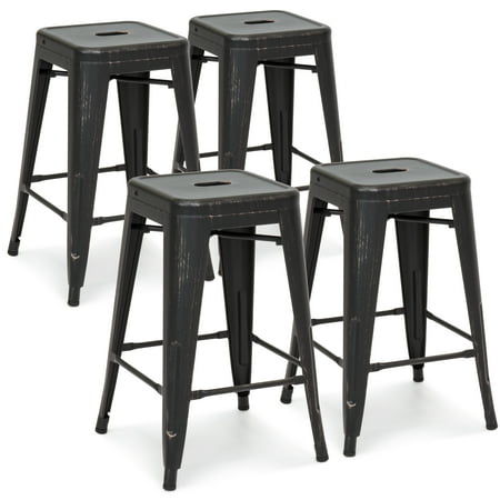 - Best Choice Products 24in Set of 4 Stackable Modern Industrial Metal Counter Height Bar Stools - Bronzed Black