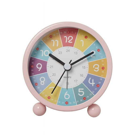 Educational Wall Clock for Kids Learning Time, Silent Non-Ticking Decorative Clock for Classrooms or Bedrooms Pink