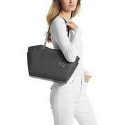 Michael Kors Womens PVC and Leather Jet Set Travel Large Chain Shoulder Tote Bag, Black