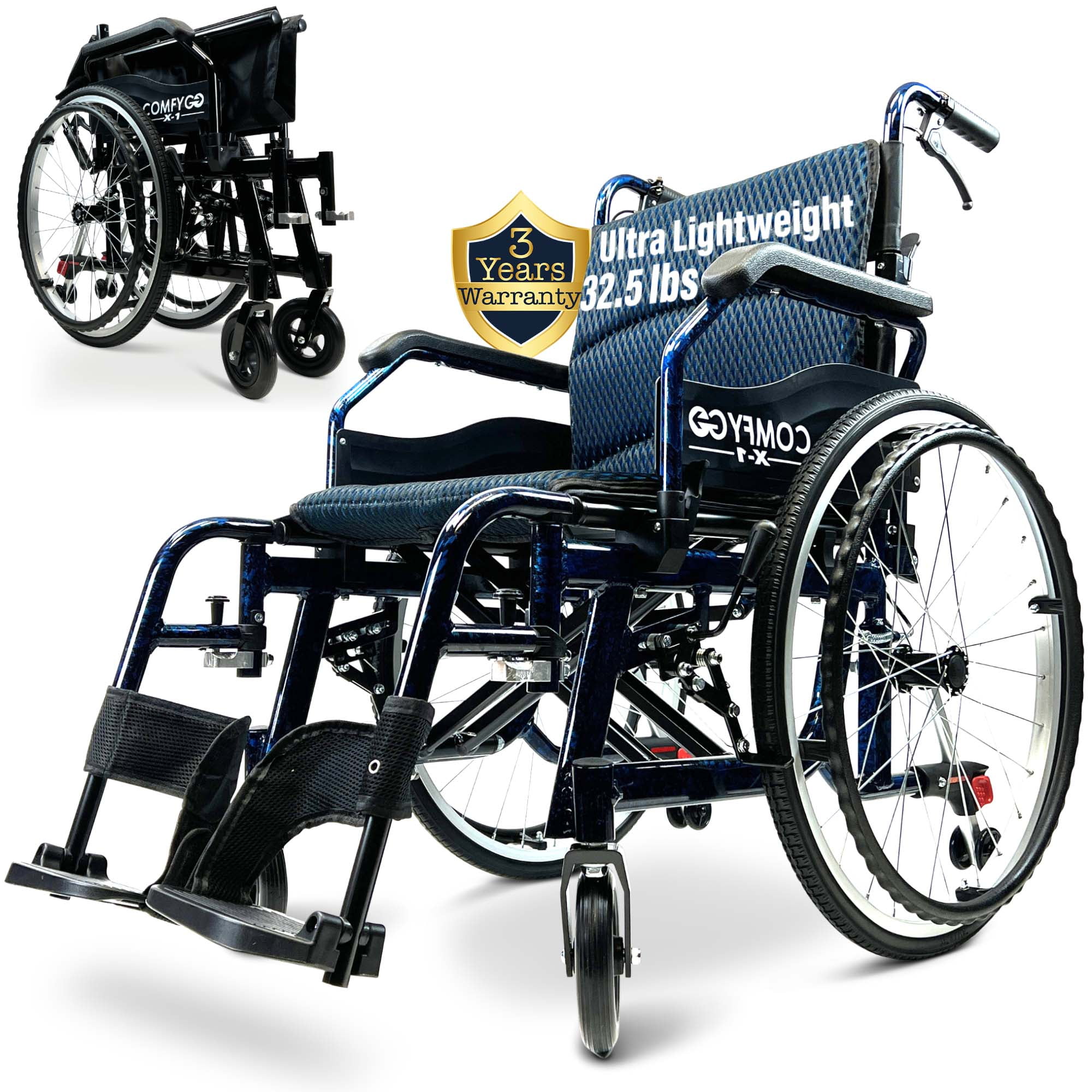 Premium Wheelchair for Adults, Lightweight Foldable Transport