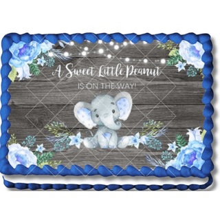 Baby Shower Elephant Mom and Me Edible Cake Topper Image