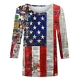 thumbnail image 5 of Patriotic Basic Tee Top for Women 4th of July 3/4 Sleeve Crew Neck Casual Graphic Tunic Blouses Blue XXXL, 5 of 5