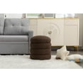 thumbnail image 2 of Modern Round Ottoman with Soft Padded Seat, Multifunctional Vanity Chairs for Makeup, Upholstered Footrest Stool Ottoman Foot Stool for Living Room, Bedroom, Brown, 2 of 9