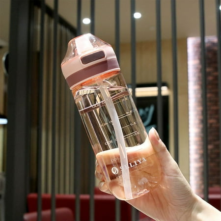 

Time and Tru Large-capacity Sports Water Bottle Straw Cup Duckbill Cup Adult Plastic Portable Fitness Water Bottle-Pink
