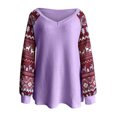 thumbnail image 4 of IROINNID Reduced Womens Sweater Knit Off-The-Shoulder Pullover Sweater Print Loose Mid-Length Long Sleeve Splicing Line Sweater Tops Blouse, 4 of 5