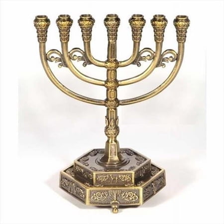Holy Land Gifts Brass Menorah, 12 Tribes, 7-Branch