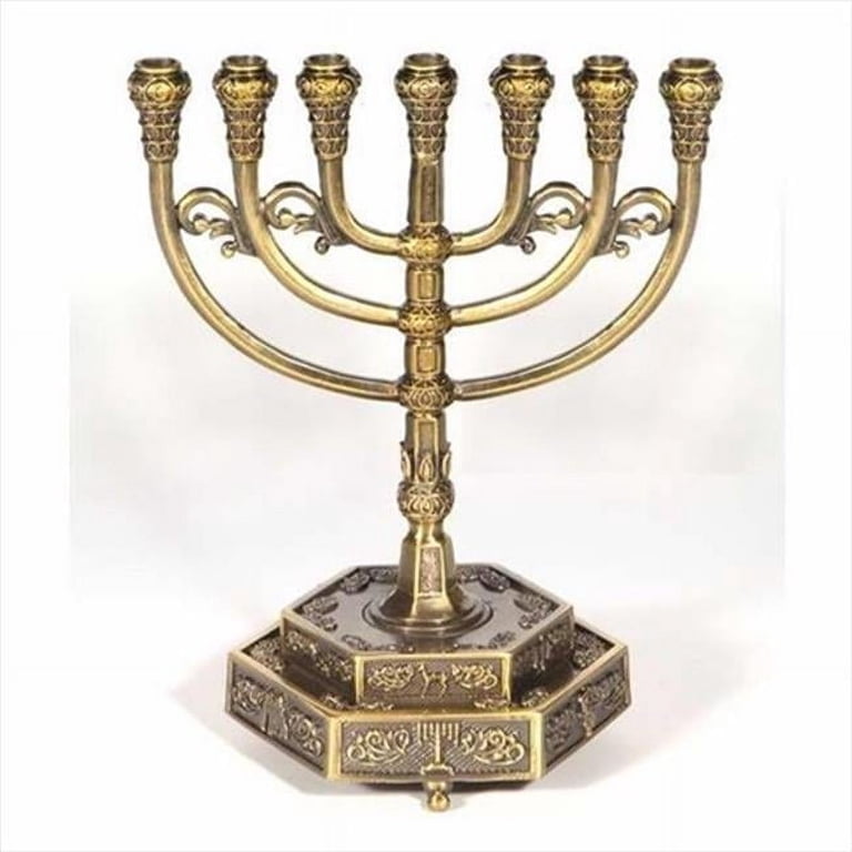 Holy Land Gifts Brass Menorah, 12 Tribes, 7-Branch photo 1