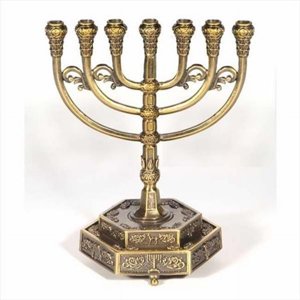 Holy Land Gifts Brass Menorah, 12 Tribes, 7-Branch