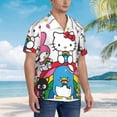 thumbnail image 4 of Lsque Sanrio Pattern Hawaiian Shirt for Men Unisex Summer Beach Casual Short Sleeve Cotton Linen Button Down Shirts-Large, 4 of 6