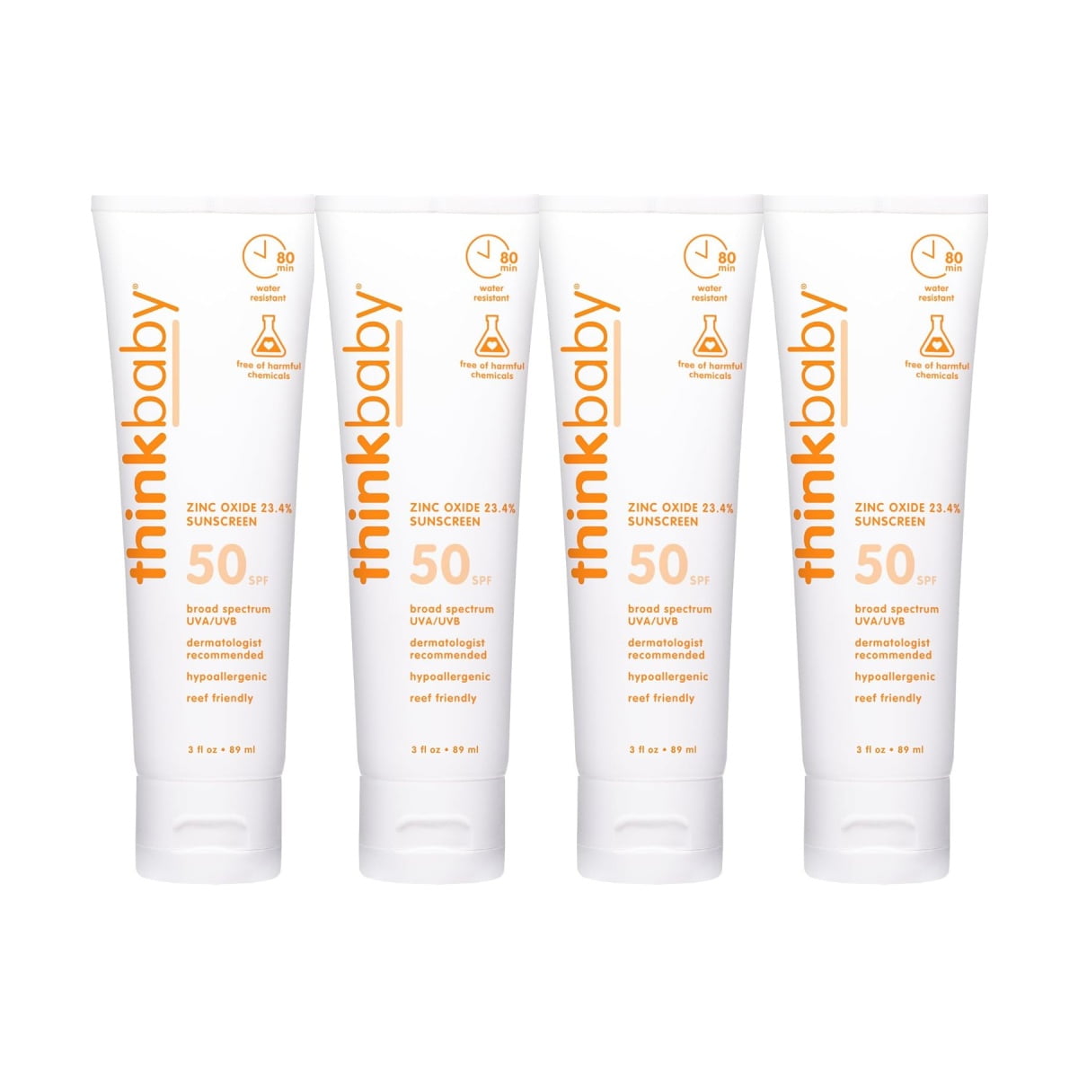 Thinkbaby SPF 50 Baby Mineral Sunscreen – Safe, Natural Sunblock for Babies - Water Resistant Sun Cream – Broad Spectrum UVA/UVB Sun Protection – Vegan Baby Sunscreen Lotion, 3 Oz.