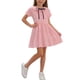 thumbnail image 1 of Vestido de verano de manga corta con cuello vuelto para mujer, talla mediana a grande, color liso, con lazo y solapa, abotonado y manga corta. Vestido de manga corta con solapa. Vestido de niña., 1 of 9