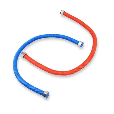 Flexible Stainless Steel Corrugated Water Heater Connector, Hot and Cold Color Water Heater Hose, 1/2inch FIP
