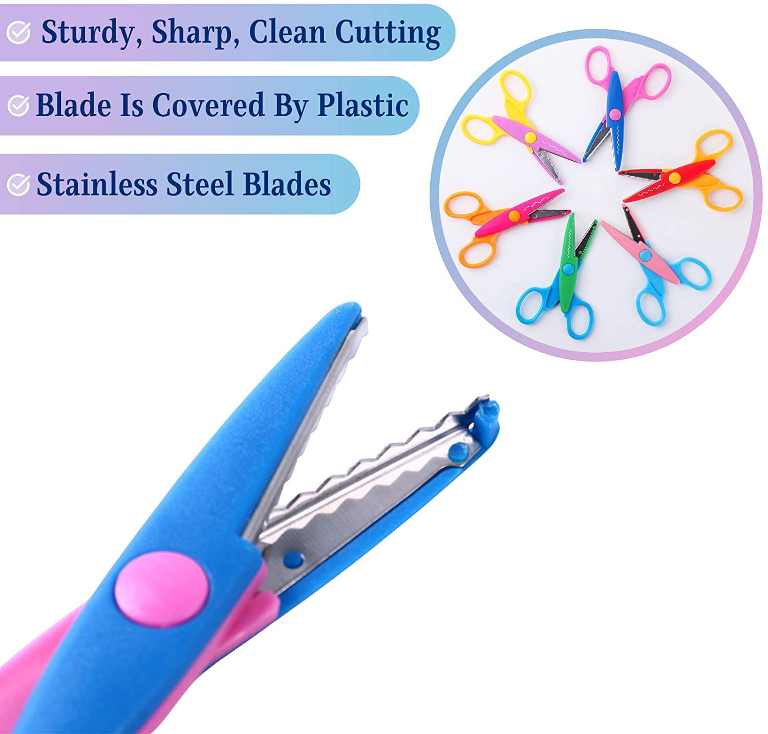1card(6pcs) Scrapbooking Scissors Set With Lace Pattern Edge, Safe