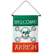Flappin' Flags Welcome Arrish St Patrick's Day Irish Pirate Flag, 12 x 18 in.