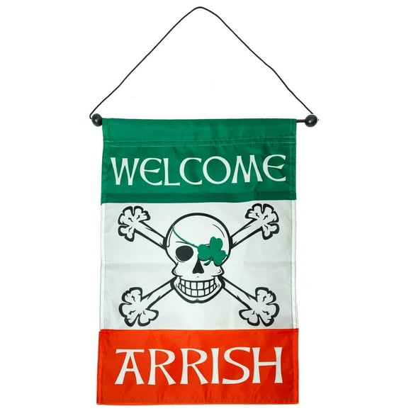 Flappin' Flags Bienvenue Drapeau Pirate Irlandais de Jour de St Patrick, 12 x 18 Po.