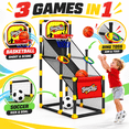 thumbnail image 2 of HXFOU Arcade Basketball Hoop Game for Kids with Ball Return, 3-in-1 Sports Indoor Outdoor Set Toys for Ages 4-12, 2 of 10