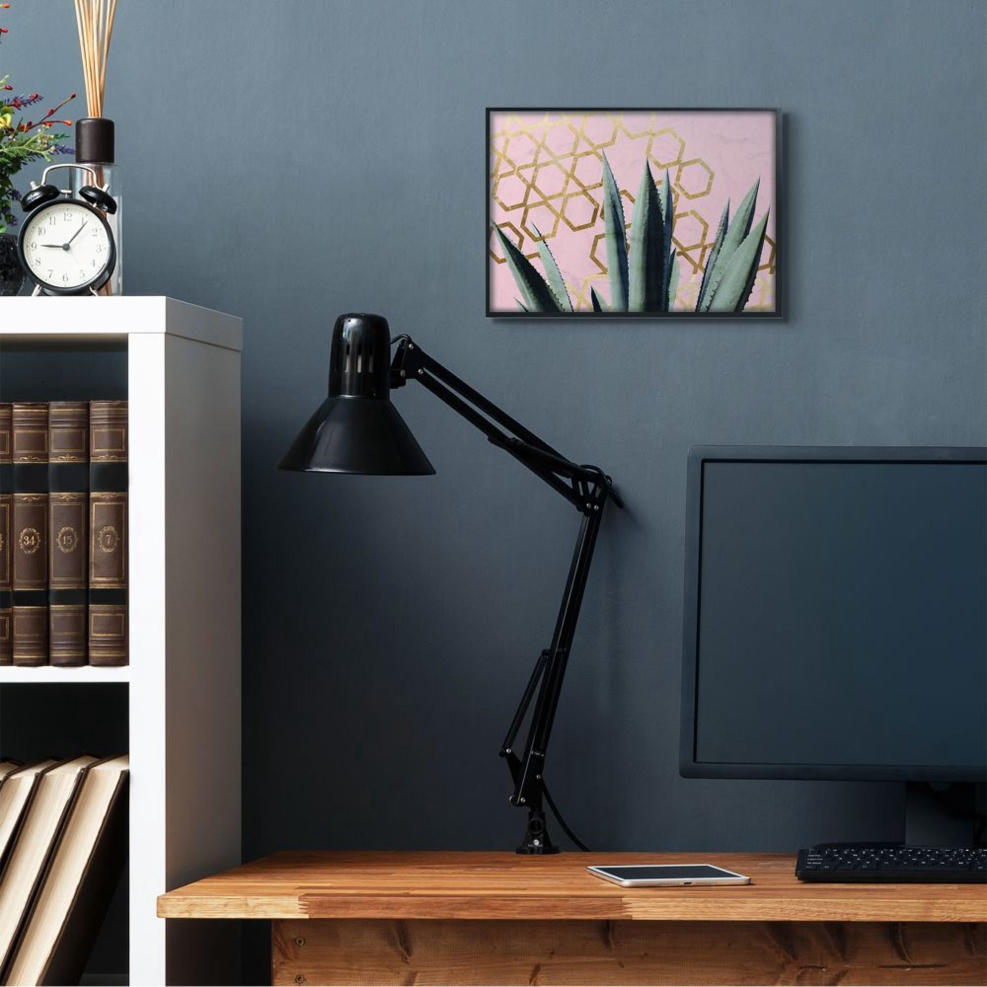 Stupell Industries Cactus Leaves and Geometric Pattern over Pink Design by Daphne Polselli