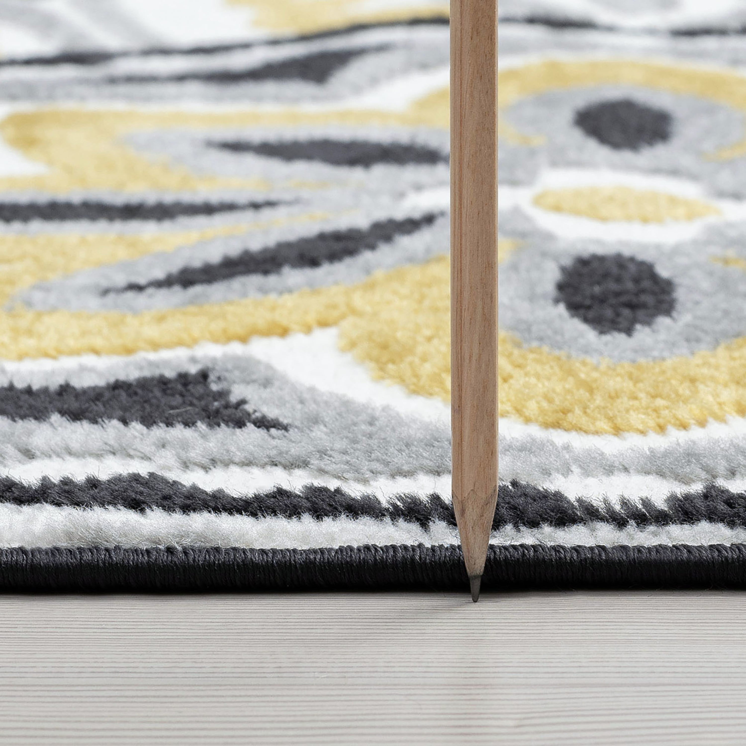 Transitional 5x8 Area Rug (5'3'' x 7'3'') Floral Yellow, Charcoal Living Room Easy to Clean