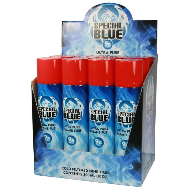 Special Blue Ultra Pure Butane Fule Gas Cans - 12 Pack Cold Filtered 9x Refined Torch Refill Butane Cans - 300ml (10 Oz)