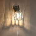 thumbnail image 3 of FSLiving Customizable Clear Grass Wall Sconces with Plug-in Cord Bedside Reading Light E26 Golden Base with Rotation Switch Industrial Wall lamp Fixture for Hallway Kitchen Island Bathroom Lighting, 3 of 7