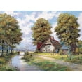 thumbnail image 2 of Withaar, Reint 32x25 Black Ornate Wood Framed with Double Matting Museum Art Print Titled - Farmhouse near river, 2 of 4